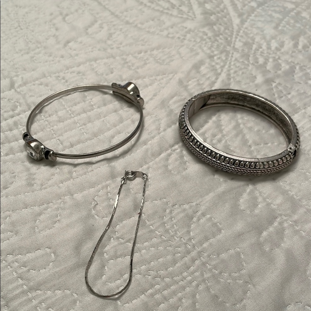 Lot of 3 Silver Tone Women’s Bracelets